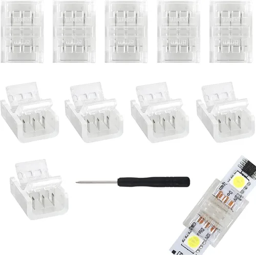 RGBZONE 10 piezas 3 pines 8mm Conectores de tira LED Actualizados Conector rápido de tira a tira sin soldaduras y sin brechas para tira de luz LED