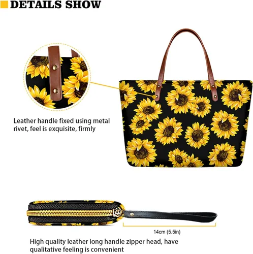 Miniatura 4 de Suhoaziia Juego de bolsos para mujer, diseño de perro salchicha, con asa superior, para mujer, con cartera de piel sintética