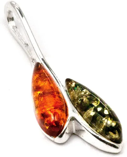 Miniatura 2 de Colgante de plata de ley con diseño de ámbar multicolor, S, Plata, ámbar