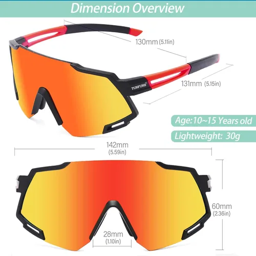 Miniatura 5 de Youth Viper Polarized Sunglasses for Kid Boys Girls Age 10-15 4 Interchangeable Lenses UV400 Glasses for Cycling Baseball