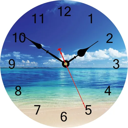 TAHEAT Reloj de pared de playa costera, decoración náutica azul para baño, decorativo, funciona con pilas, silencioso, sin tictac, para sala de
