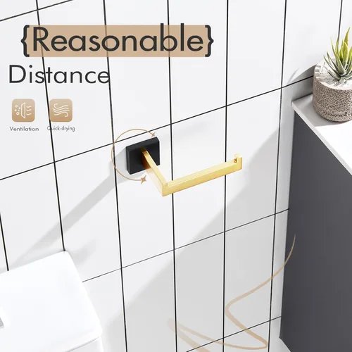 Miniatura 7 de KOKOSIRI Portarrollos de papel higiénico montado en la pared para baños, herrajes para baño, acero inoxidable T-304, negro mate y dorado B2003GDK