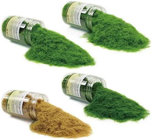 CFA7 4 x 10.1 fl oz mixto 0.315 in césped estático terreno polvo verde hierba falsa jardín miniatura paisaje artificial mesa de arena modelo de