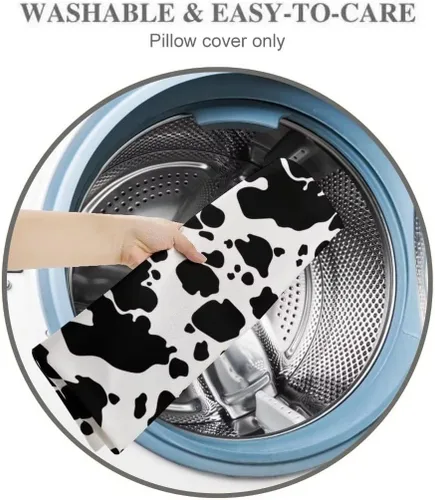 Miniatura 6 de Juego de 2 fundas de almohada con estampado de vaca, tamaño Queen, color blanco y negro, fundas de almohada lumbar, fundas decorativas estándar