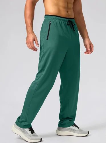 Miniatura 2 de G Gradual Pantalones deportivos para hombre con parte inferior abierta, pantalones de entrenamiento con bolsillos con cremallera, malla ligera