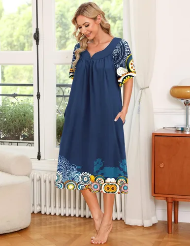 Miniatura 3 de Ekouaer Vestido de casa con bolsillos para mujer