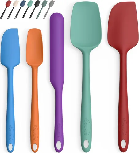 Coukre Juego de 5 espátulas de silicona, resistentes a altas temperaturas, silicona de grado alimenticio, aptas para lavavajillas, para hornear,