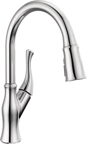 Miniatura 10 de DELTA Ophelia - Grifo de cocina de oro cepillado con pulverizador extraíble, grifo de fregadero de cocina de un solo agujero moderno, una sola