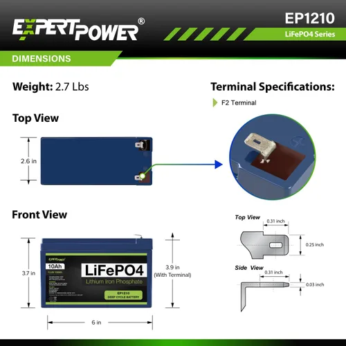 Miniatura 6 de ExpertPower - Baterías recargables de ciclo profundo LiFePO4 de litio de 12 V