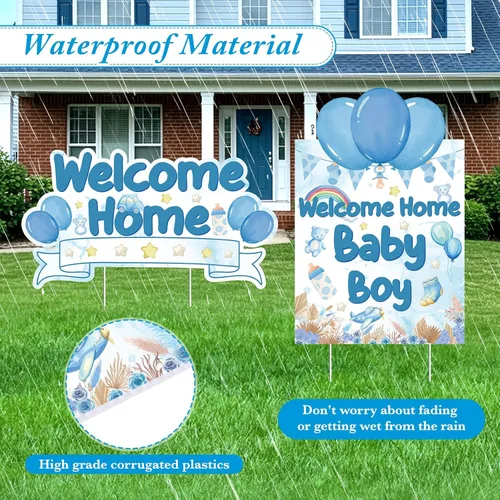 Miniatura 5 de 2 carteles decorativos de bienvenida a casa para bebé, niño, bohemio, arcoíris, bienvenida, hogar, patio, con estacas "It's a boy", letrero