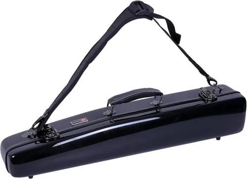 Crossrock Funda recta de fibra de vidrio para saxofón soprano | Acabado negro brillante, interior acolchado, correas de mochila - Carcasa rígida