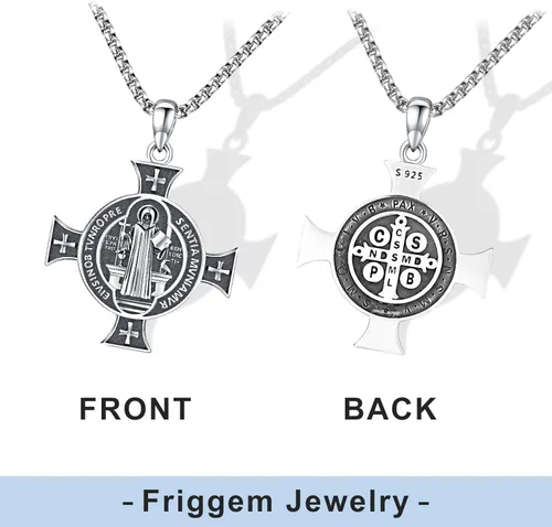 Miniatura 5 de Friggem Collar con colgante de plata de ley 925 de San MiguelSan CristópaloCruz de JesúsSan Benito para hombres, niños y mujeres, el arcángel, nos