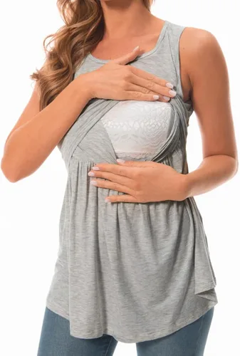 Miniatura 5 de Bearsland Camiseta sin mangas de maternidad para mujer cuello redondo para lactancia ropa de embarazo