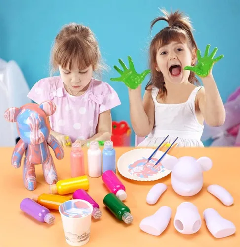 Miniatura 7 de HANDA - Juego de pintura de oso de peluche fluido para bricolaje, decoración creativa para el hogar, figura de muñeca hecha a mano, juguetes