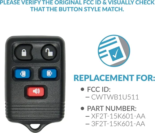 Miniatura 4 de Keyless2Go Repuesto para llavero remoto de entrada sin llave para vehículos seleccionados Freestar Windstar Monterey Blackwood que utilizan