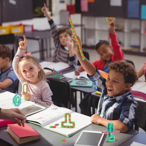 Miniatura 4 de 8 piezas de 24 eslabones Fidgets Wacky Tracks juguetes fidget para niños estudiantes de aula regalos rellenos de calcetín escolar plástico sensorial