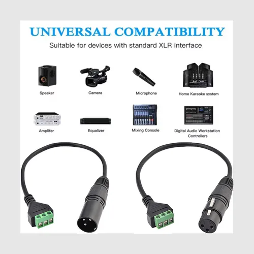 Miniatura 7 de 4 conectores XLR macho y hembra a cable de terminal de tornillo de 3 pines, adaptador de tornillo XLR de 3 núcleos con cable de 11.8 in