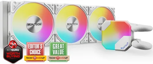 Miniatura 37 de MONTECH HyperFlow Digital 240 - Enfriador líquido de CPU, AIO de 9.449 in con bomba de 3100 RPM, 2 ventiladores E28 ARGB de 4.724 in, pantalla