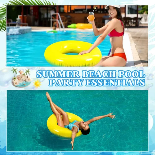 Miniatura 5 de JellyArch 6 Piezas de Flotadores Inflables para Piscina de 28 Pulgadas, Tubo de Natación a Granel para Adultos, Flotadores de Piscina para Amarillo