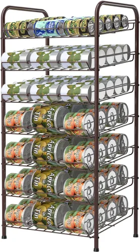 Miniatura 12 de Vrisa Organizador de latas para despensa, organizador de latas de 7 niveles, dispensador de almacenamiento de latas de metal, con capacidad