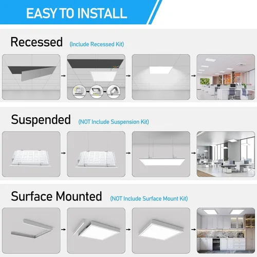 Miniatura 5 de AIKVSXER Luz de Panel Plano LED de 40W 2x2 - Paquete de 4, 4400LM con Cambio de Color 3000K/4000K/5000K, Luces LED Empotradas Regulables de Techo