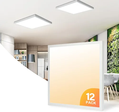Miniatura 12 de Lámpara de panel plano LED negra de 1x4 pies, montaje en superficie, 5000K-4000K-3000K seleccionable y regulable Triac, lámpara de techo rectangular