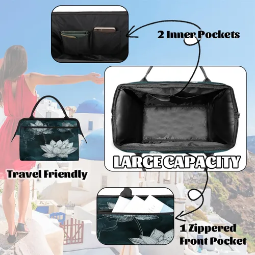 Miniatura 6 de Travel Duffel Bag Ink Lotus Gym Bags for Women Men, Lightweight Waterproof Weekender Overnight Bags Carry On Travel Tote Bag