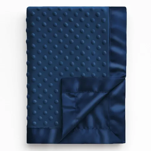 Pro Goleem - Manta para bebé de visón suave con puntos y respaldo de satín sedoso, regalos para bebés para niños y niñas (azul marino, 30’’ x 40’’)