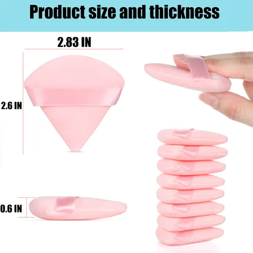 Miniatura 3 de 8 piezas de esponja de polvo de algodón en forma de triángulo, JASSINS, súper suave para maquillaje seco y húmedo, corrector/polvo suelto y Rosa