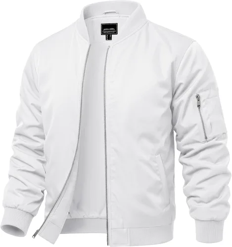 Miniatura 12 de CRYSULLY Chaquetas bomber ligeras para hombre, con cremallera completa, casual, rompevientos, de golf, a la moda, con bolsillo