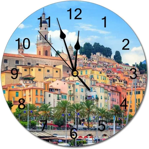 Miniatura 29 de Reloj de pared silencioso sin tictac de PVC, paisaje con hermosa puesta de sol en el campo C, funciona con pilas, 10 pulgadas (9.8 in), reloj