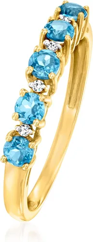 Miniatura 3 de Ross-Simons Anillo de topacio azul Londres de 0.70 quilates con detalles de diamantes en oro amarillo de 14 quilates