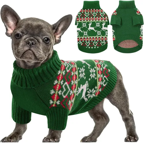 Miniatura 24 de Queenmore - Suéter de punto trenzado con cuello alto para perros pequeños, para climas fríos, para chihuahua, bulldog, teckel, carlino y yorkie, XS