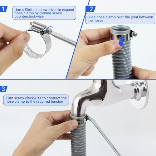 Miniatura 4 de Paquete de 30 abrazaderas de manguera de acero inoxidable – Abrazadera de línea de combustible de metal ajustable de 1/4 pulgadas ~ 1/2 pulgadas