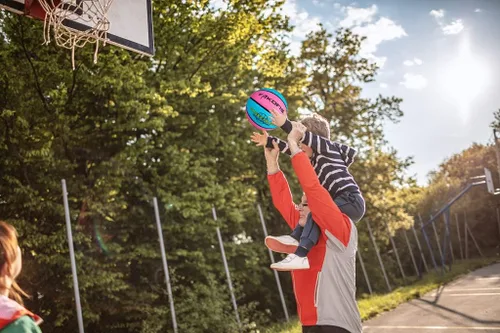Miniatura 7 de Baloncesto para niños y niñas de 3/5 (22 pulgadas/27.5 pulgadas), baloncesto de goma de alta calidad para interiores y exteriores, para niños y azul
