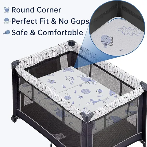 Miniatura 6 de Trifold Pack and Play Mattress,Dual Sided Soft & Firm Premium Memory Foam Portable Pack N Play Mattress with Removable Washable Cover