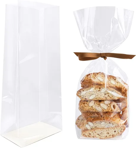 Miniatura 14 de Morepack Bolsas de celofán con refuerzo y fondo plano con inserción de papel 50 piezas 6x4x13 pulgadas Bolsas de celofán con refuerzo