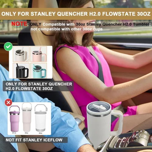 Miniatura 4 de Paquete de 2 tapas a prueba de fugas de 30 oz para vaso Stanley Quencher H2.0, tapa de pajita abatible a prueba de fugas como repuesto para la parte