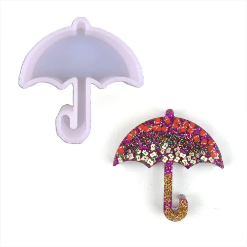Molde de silicona Freshie de coche con forma de paraguas para hacer jabón aroma perlas coche Freshie, colgante, vela, resina