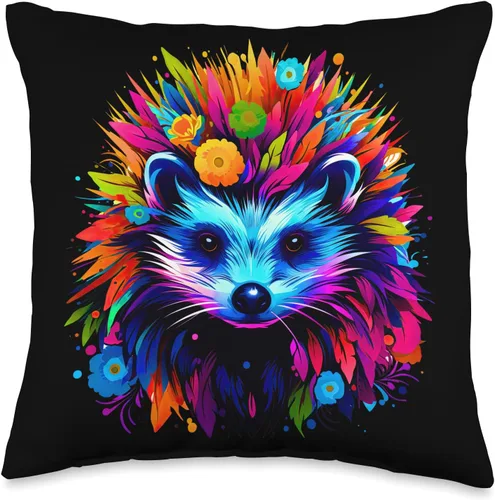 Vintage Synth art vaporwave tees N accessories Synthwave 80s 90s Maximalist Art - Almohada de erizo floral, 16 x 16 pulgadas, multicolor
