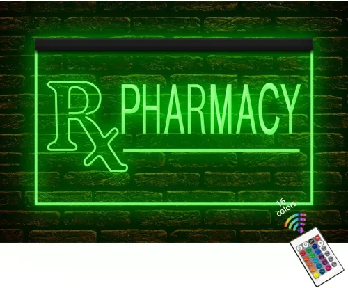 200102 Farmacia Medicamentos Píldoras Mecidine Tienda de Prescripción Tienda de Pantalla Abierta Luz LED Letrero de Neón (12" X 8", 16 Colores Por
