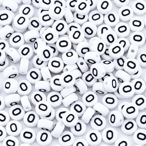 Miniatura 2 de 300 piezas de cuentas de número 0 redondas de 4x7mm, cuentas de número acrílico individual para hacer pulseras con dijes Redondo - 0