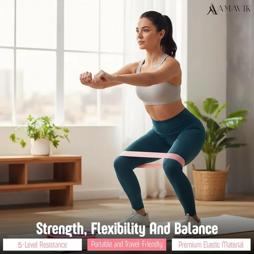 Miniatura 8 de AMAVIK Kit de pilates de entrenamiento en casa de 14 piezas con bandas de resistencia, entrenador de núcleo, calcetines de agarre y accesorios, un