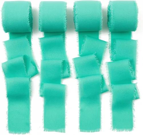 Cinta de gasa verde aguamarina de 1.5 pulgadas x 40 yardas, color azul turquesa, perfecta para envolver regalos, invitaciones de boda y manualidades