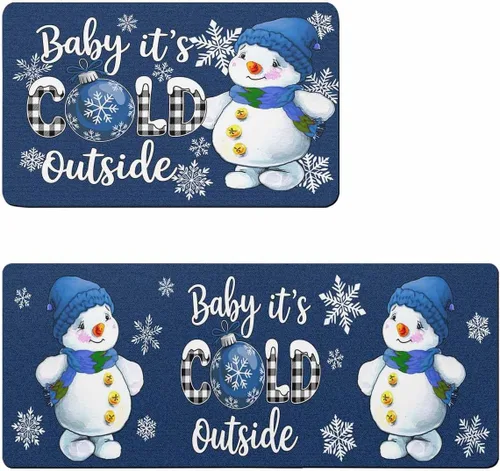 Miniatura 7 de Tapete de baño azul navideño para bañera, antideslizante, de secado rápido y absorbente, tierra de diatomeas, fregadero, dormitorio, cocina