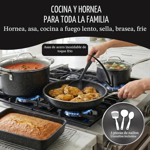 Miniatura 5 de Granitestone Ceraluxe - Juego de 20 piezas de utensilios de cocina de cerámica antiadherente, juego completo de ollas y sartenes antiadherentes
