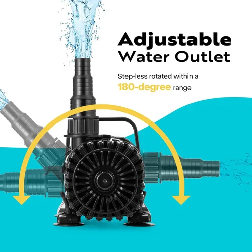 Miniatura 3 de VIVOHOME Bomba de agua sumergible de 100 W 1800 GPH con salida de agua ajustable de 180°, elevación de 13.8 pies de altura para fuentes de cascada