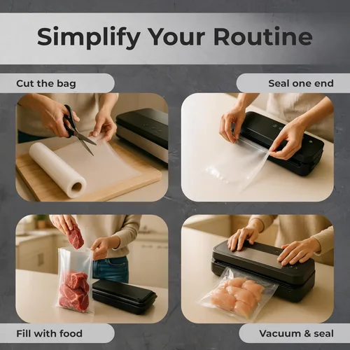 Miniatura 7 de Bolsas selladoras al vacío en rollo de 11 pulgadas x 50 pies para guardar alimentos y Sous Vide, sin BPA, bolsas de almacenamiento de alimentos