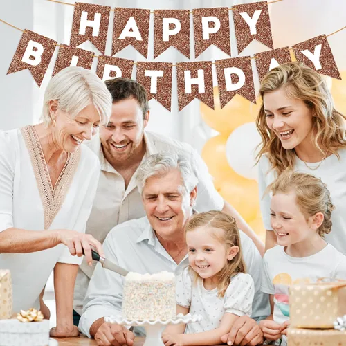 Miniatura 5 de Cartel de feliz cumpleaños marrón para telón de fondo, decoración de fiesta de cumpleaños marrón para niños y niñas, guirnalda de feliz cumpleaños