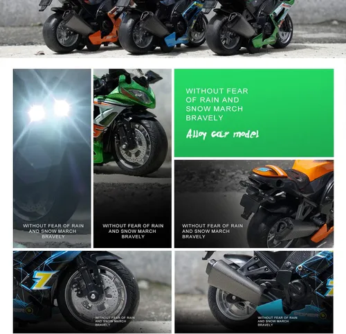 Miniatura 4 de Motocicleta de juguete - Vehículo de juguete tirador con sonido y luz, motocicletas de juguete para niños, juguetes para niños de 3 a 9 años (Azul)